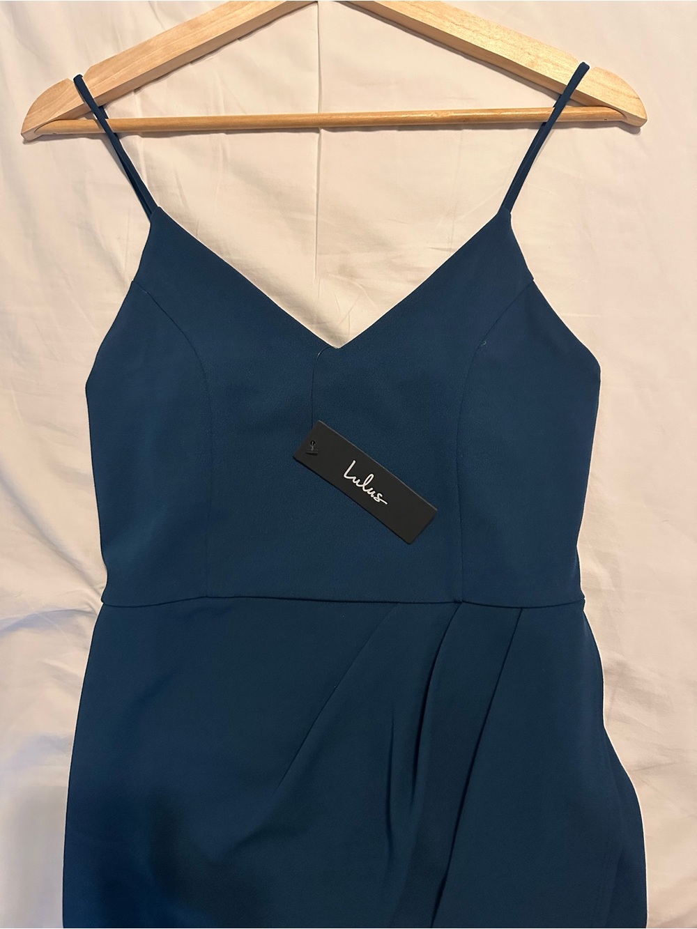Lulu's Teal V-Neck Midi Dress (Spaghetti Straps)